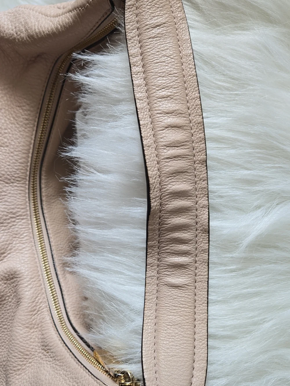 Michael Kors Pale Blush Pink Pebbled Leather Hobo with Gold Accents